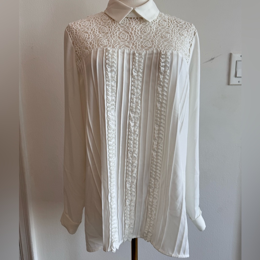 Anne Fontaine White Floral Lace Blouse
